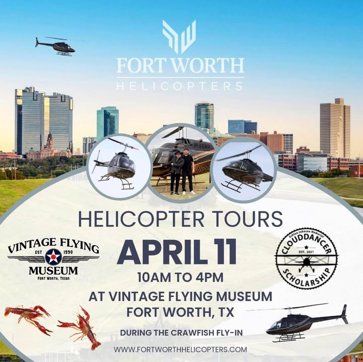 Fort Worth Helicopters offering tours at the Crawfish Fly-In